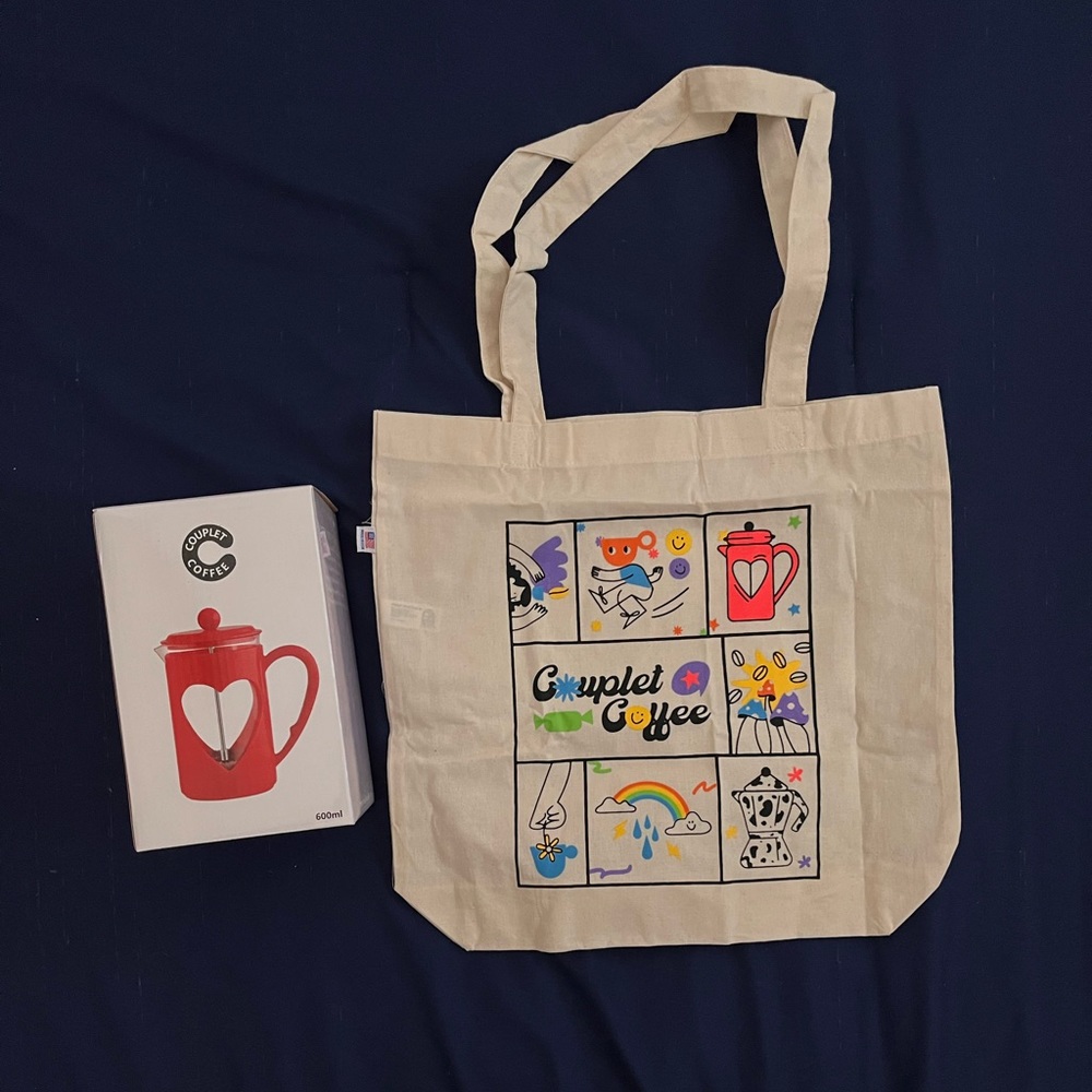 Couplet Coffee Red Heart Press & Canvas Tote